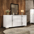Elegante minimalistische Hochglanz-Kommode in Weiss mit sechs Schubladen, geraeumiger Aufbewahrungsschrank fuer Wohnzimmer, Schlafzimmer und Ankleidezimmer