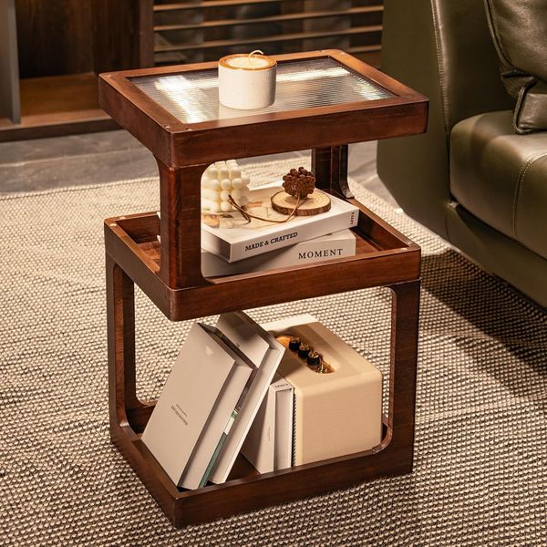 Kompakter stabiler Kiefernmassivholz-Nachttisch mit Schublade, passender Beistelltisch fuer Boxspringbetten, Wohn- und Schlafzimmer 40 x 30 x 61 cm