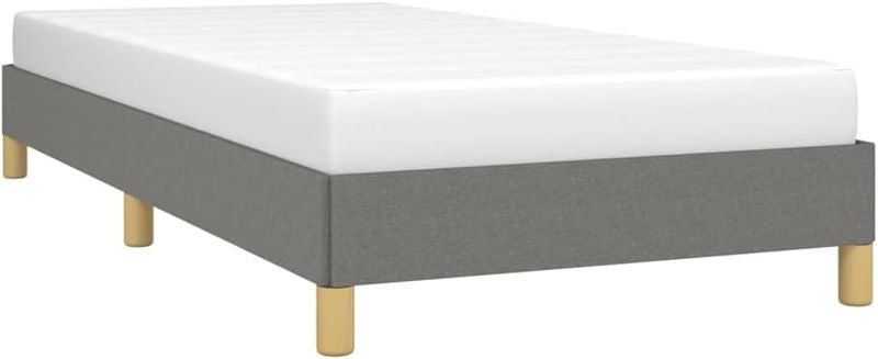 Dunkelgraues komfortables Stoffeinzelbett, modern gepolstertes Schlafmoebel mit festem Lattenrost 90 x 200 cm
