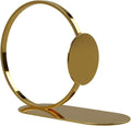 Eleganter Buecherstaender aus Messing und Edelstahl, dekorativer Buchring in 15 cm Groesse fuer Wohn- und Arbeitsraeume
